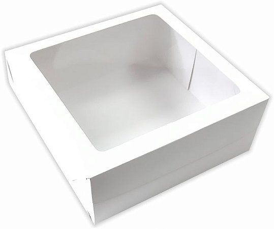 Caixa Presente Branca c/ visor "16D" 15,5x15,5x6cm - 10 un