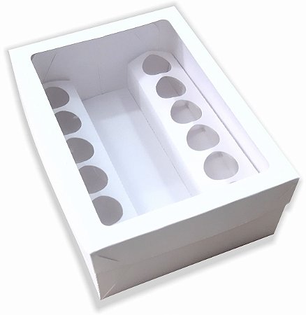 Caixa Espumante Branca c/ visor "12D" 22X16X8cm - 50 un