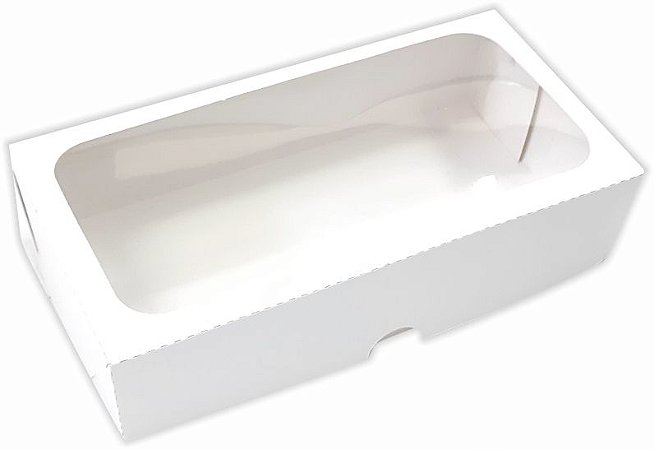 Caixa Presente Branca c/ visor "8D" 18x9,5x4cm - 50 un