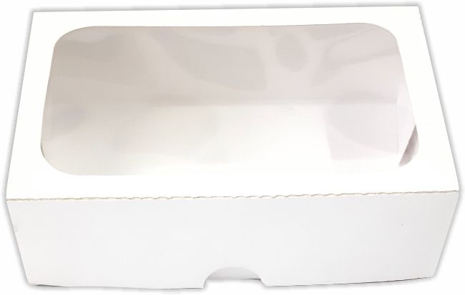 Caixa Presente Branca c/ visor "6D" 14x9,5x4cm - 50 un
