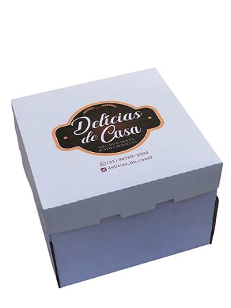 Caixa de papelão para transporte de bolo com a tampa PERSONALIZADA -  Leografica