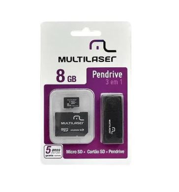 Kit 3 Em 1 Pendrive Adaptador Sd Cartao De Memoria Classe 4 Com 8gb Multilaser Deltacrux Solucoes Tecnologicas