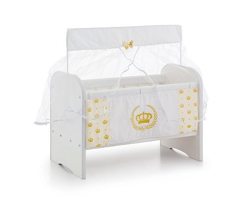 Berço de Boneca Ninar Luxo Coroa Dourada - Sonno Baby