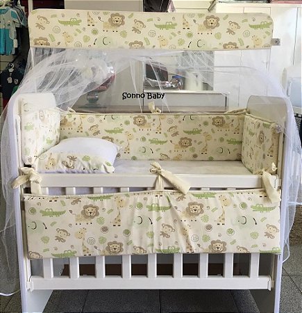 Kit Enxoval Mini Berço Safari 08 Pçs