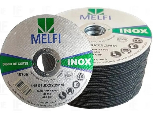 Kit 100 Disco Corte Extra Fino Inox 115 X 1,0 X 22,23 para Esmerilhadeira