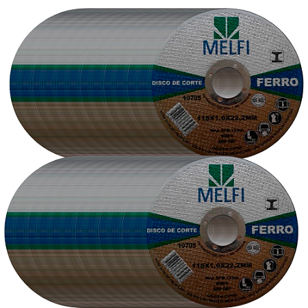 Kit 100 Disco Corte Ferro 115 X 1,0 X 22,23 para Esmerilhadeira MELFI