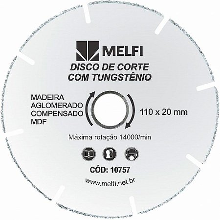Kit 05 Disco Corte C/ Tungstênio 110mm x 20mm Multifunção: Madeira - Plástico - Utilizado na Serra Mármore