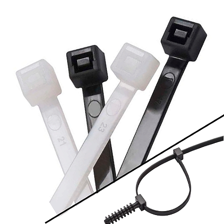 Kit 500 Abraçadeira de Nylon 6.6 Enforca Gato 7,6 x 350 mm
