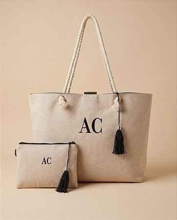 Bolsa e Nécessaire em Linho Personalizada-SUZI