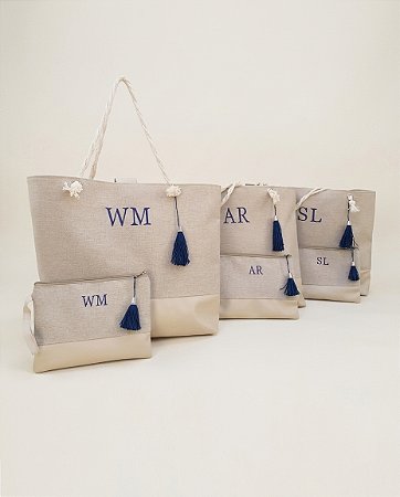 Bolsa e nécessaire Personalizada em linho e sintético-ANA