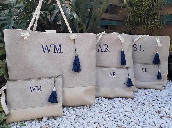 Bolsa e nécessaire Personalizada em linho e sintético