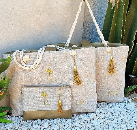 Bolsa e Nécessaire em Linho Personalizada