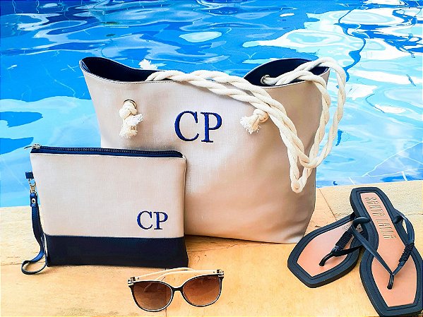 Bolsa e Nécessaire de Praia Personalizada em Sintético /GABRIELLE