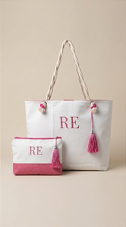 Bolsa e Nécessaire de Praia Personalizada em Sintético/PINK