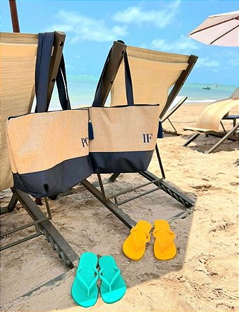 Bolsa e Nécessaire de Praia Personalizada linho c/ Sintético/CERENA