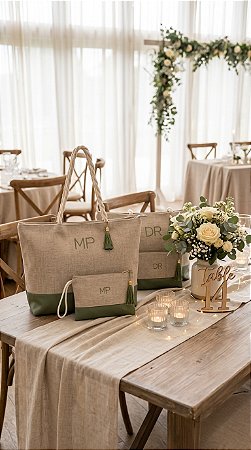 Bolsa e Nécessaire Personalizada linho c/ Sintético-ALINE