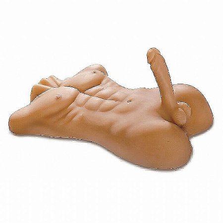 Corpo masculino pênis avançado Masturbador com prótese em Cyberskin (SI5805)