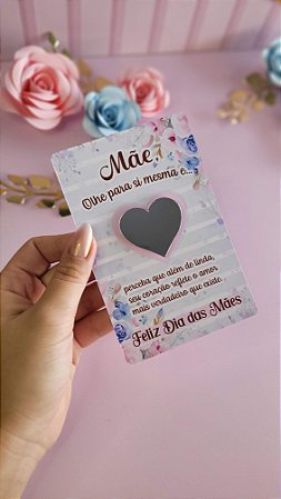 Card com Espelho Coração - 10 Unidades