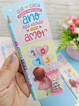 Card com Lápis e Balinha 2025 - 10 Unidades