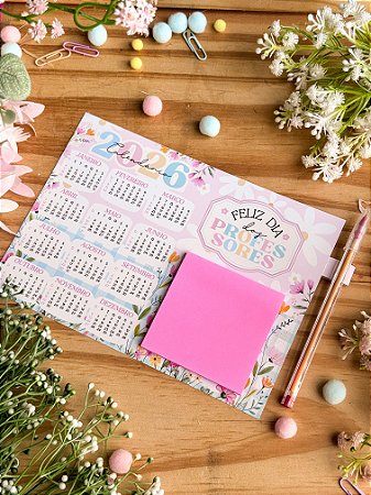 Calendário 2026 com Post-it e Caneta – A5 com Ímã - 5 unidades