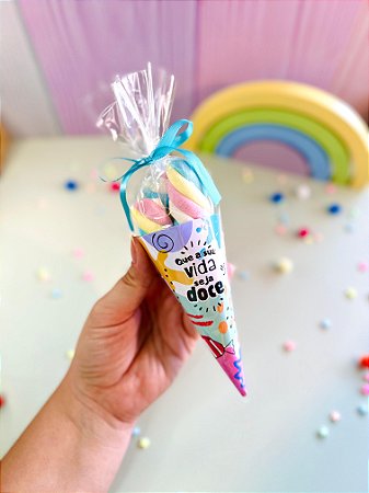 Cone de Marshmallow Colorido Dia das Crianças - 10 unidades