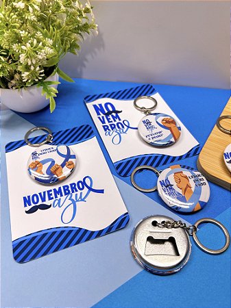 Chaveiro Abridor Novembro Azul - 10 Unidades