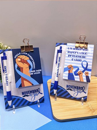 Kit Bloquinho com Caneta Novembro Azul - 5 unidades