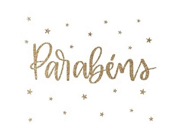 TRANSFER p/ balão LETTERING "PARABÉNS" DOURADO GLITTER