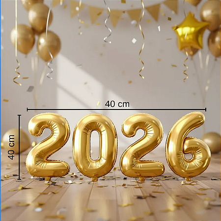 Kit Balão Metalizado 2026 - 40cm