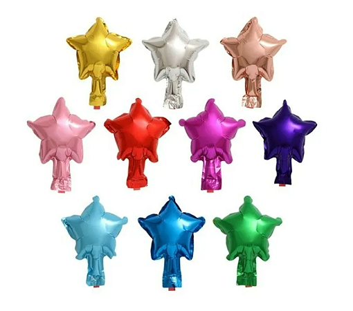 Balão Metalizado liso Estrela 5" Pol. - c/ 3un.