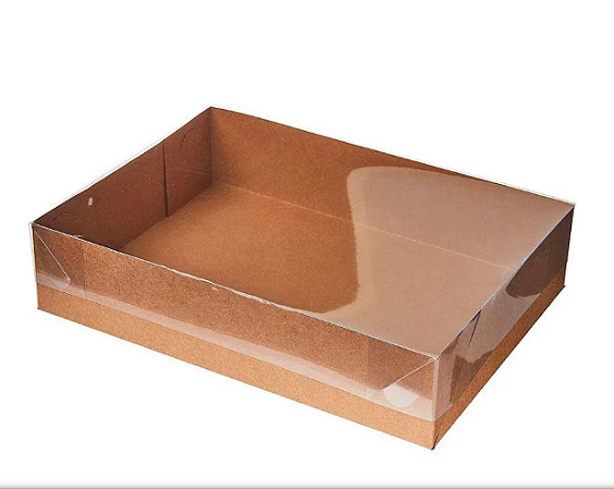 Caixa Kraft c/ Tampa Acetato 20cmX14cmX04cm - 1un.