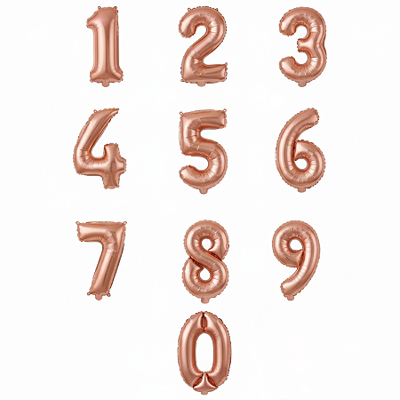 BALÃO METALIZADO NÚMERO ROSE GOLD 16" POLEGADAS 40CM - 1UN