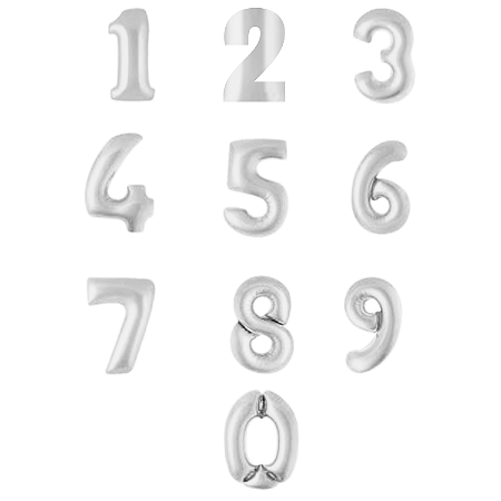 BALÃO METALIZADO NÚMERO PRATA 16" POLEGADAS 40CM - 1UN