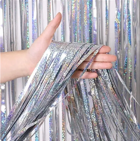 Cortina Metalizada Holográfica 2X1