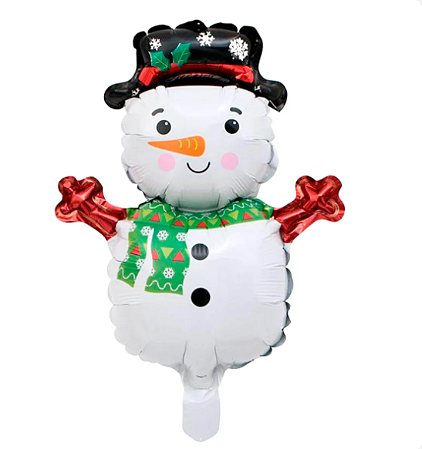 BALÃO METALIZADO BONECO DE NEVE 43X80CM - 1UN.