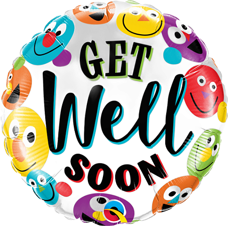 BALÃO METALIZADO 18" REDONDO GET WELL 46CM