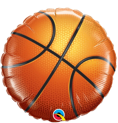 BALÃO METALIZADO 18" REDONDO BOLA BASQUETE 46CM