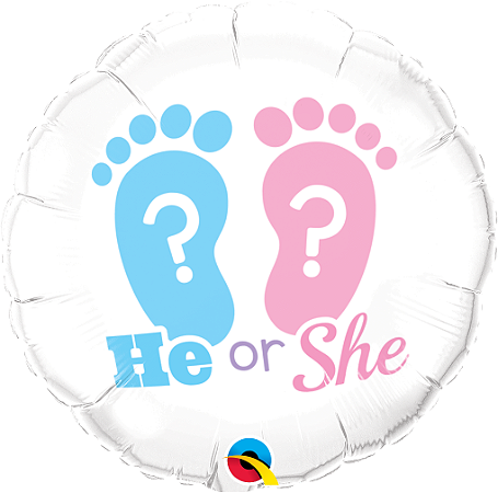 BALÃO METALIZADO 18" REDONDO HE OR SHE 46CM