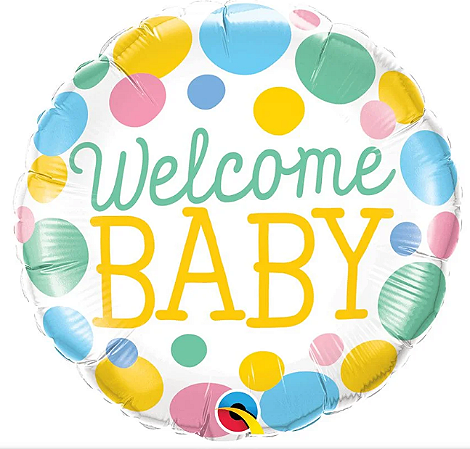 BALÃO METALIZADO 18" REDONDO WELCOME BABY 46CM