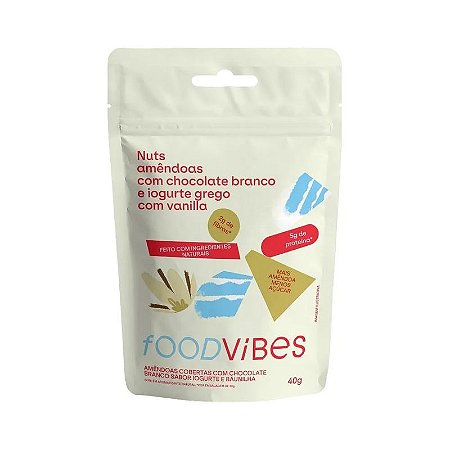 AMENDOAS CHOCOLATE BRANCO E IOGURTE GREGO VANILLA FOOD VIBES 40GR