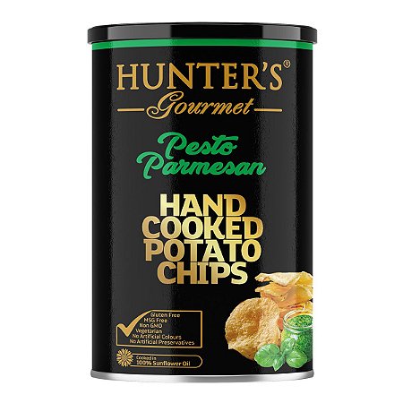 CHIPS DE BATATA FRITA SABOR PESTO PARMESAO HUNTERS 150GR