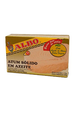 ATUM CLARO BAIXO TEOR DE SODIO EM AZEITE ALBO 112 GR