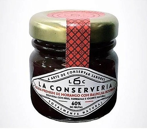GELEIA DE MORANGO BAUNILHA E BOURBON LA CONSERVERIA 40 GR