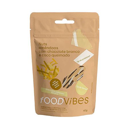 AMENDOAS CHOCOLATE BRANCO COCO QUEIMADO FOOD VIBES 40GR