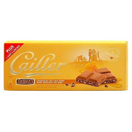 CHOCOL SUI CAILLER RAYON LAIT AERE AVEC NOUGAT AU MIEL 100GR
