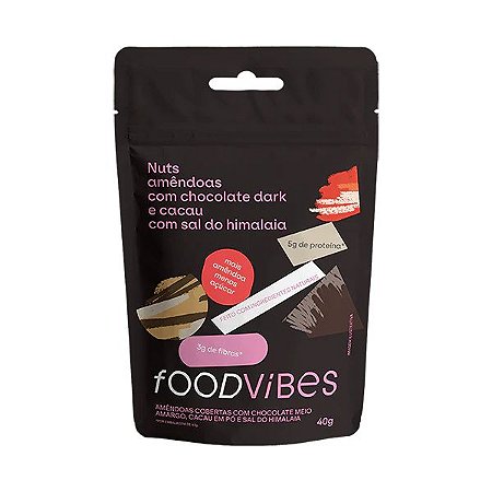 AMENDOAS CHOCOLATE DARK CACAU SAL DO HIMALAIA FOOD VIBES 40GR