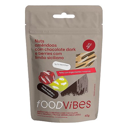 AMENDOAS CHOCOLATE DARK BERRIES COM LIMAO SIC FOOD VIBES 40GR
