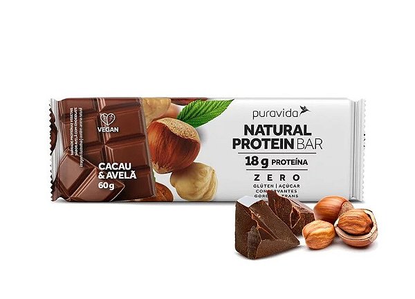 NATURAL PROTEIN BAR CACAU E AVELA PURA VIDA 60GR