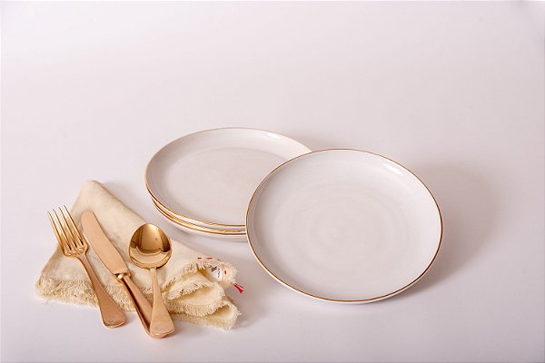 PRATO RASO BC BORDA EM OURO EMPORIO