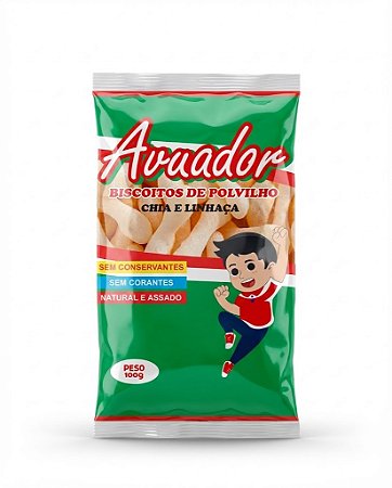 Biscoito de Polvilho Avuador Chia e Linhaça - Caixa com 10 pacotes de 100gr